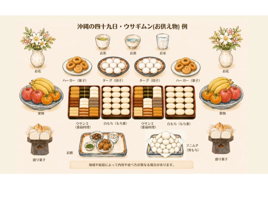 四十九日のお供え物の例
